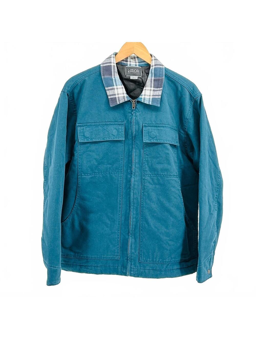 NWT Valor Collective Teal Blue Plaid Barn Jacket